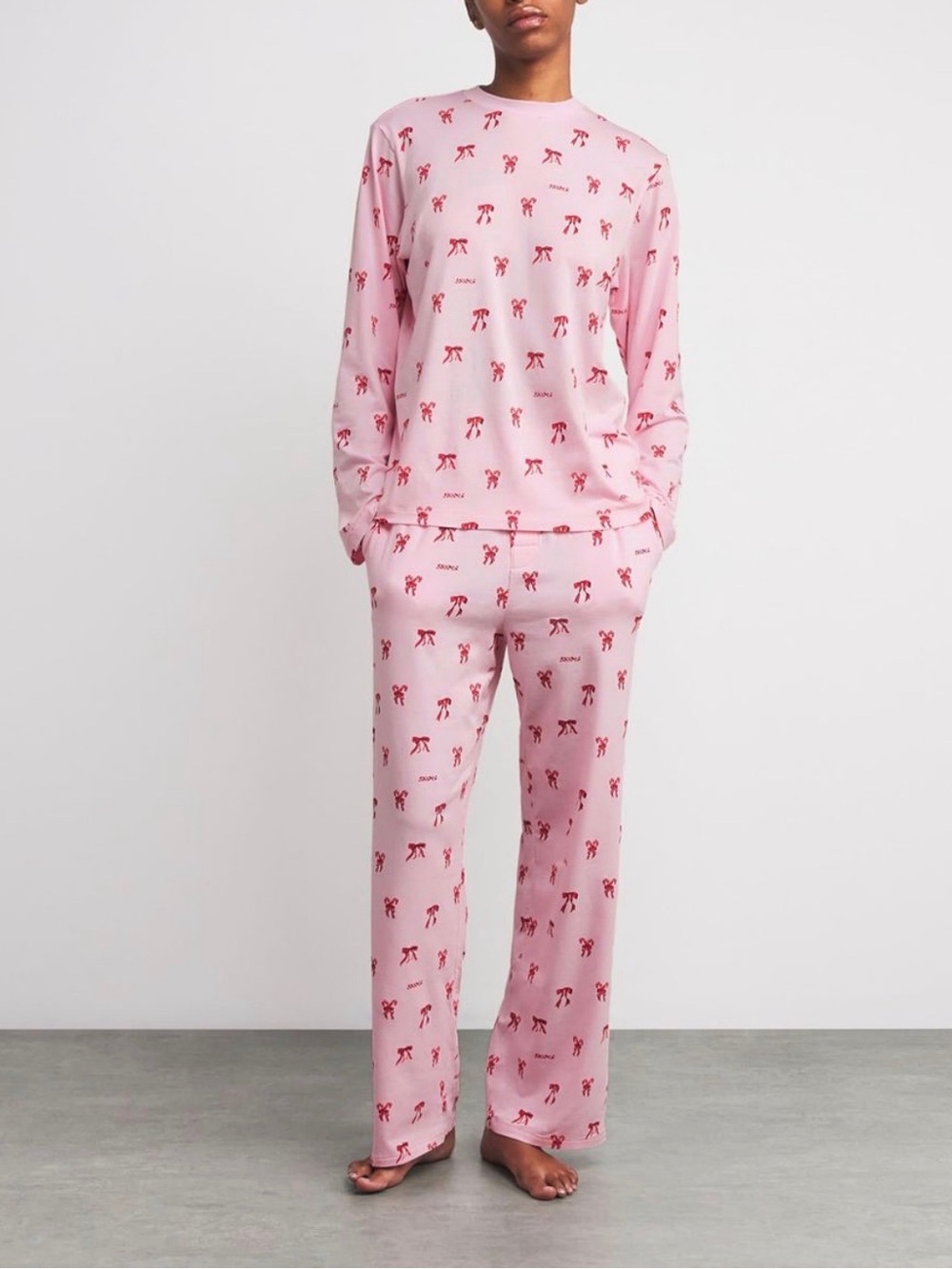 SKIMS Long Sleeve Candy Bow Pink Set